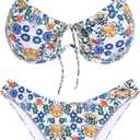 ZAFUL Women High Cut Bikini Sets String Sexy Swimsuit Two Piece Underwire Bathing Suit Brazilian Cheeky Cut Out Cute Swimwear (Blue, S)