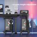 Computer Tower Stand, 6 Level Height Ajustable PC Tower Stand for Floor, Mobile Rolling CPU Holder Cart for Gaming Office Home,21.34"-28.3", Black