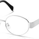 Oval Blue Light Blocking Glasses For Women Y2K Retro 90s Skinny Metal Frame Eye Protect Computer Eyeglasses