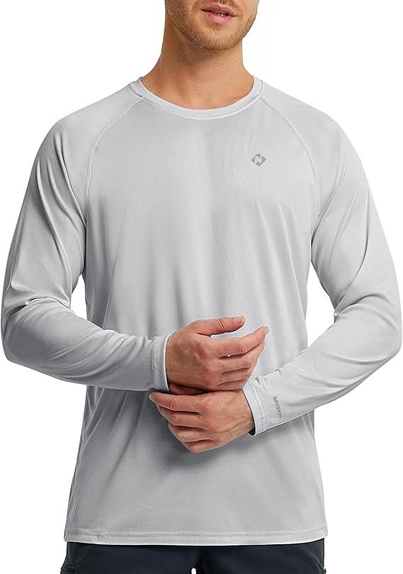 Rash Guard Long Sleeve Shirts for Men - UPF 50+ UV Sun Protection SPF T-Shirts - Quick Dry Rashguard Swim Water Shirt, Size L