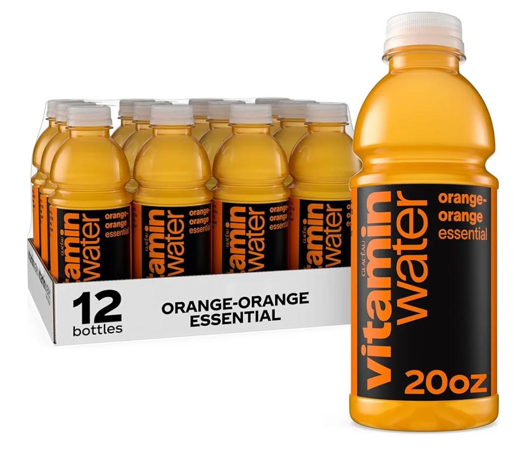 vitaminwater Essential Orange-Orange, Flavored Water Beverage, 20 fl oz Bottles, 12 Pack BB Date: 1/12/26 