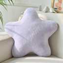 Xiashrk Star Pillow, Decorative Throw Pillows for Bed Couch, 15" Star Shaped Pillow Plush Floor Cushions Room Decor Pillow with Soft Faux Rabbit Fur for Sofa Bedroom Living Room (Lavender Purple)