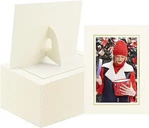 Golden State Art, Pack Of 50, 5x7 Paper Picture Frames With Easel, Photo Frame Cards White