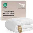 Plush Cooling Mattress Topper King Size Bed with Bamboo Viscose Cover - Soft Pillow Top Design for Back Pain Relief and Pressure Point Comfort - 76 x 80 Inches (White)