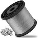 1/16 Wire Rope, 304 Stainless Steel Cable, Aircraft Cable, Steel Wire, 328FT with 150Pcs Crimping Sleeves, Clothes Line Wires, Trellis Wire, 7x7 368lbs Breaking Strength