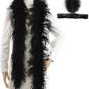 Soarer Black Ostrich Feather Boas 2yards 3ply Long Boas for Party, DIY Production, Clothing Decoration (Black)