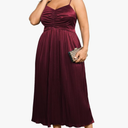 SCOMCHIC Women's Plus Size Dress Pleated V Neck Sleeveless Spaghetti Strap A Line Cocktail Party Cami Long Maxi Dress, 2XL