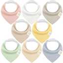 KeaBabies 8-Pack Bandana Bibs for Baby Girls, Boys - Organic Cotton Baby Bibs for Drooling & Teething Newborn, Toddler, Infant 0-36 months, Extra Soft, Absorbent Cloth with Snaps (Dawn/Quin)
