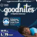 Goodnites Boys' Nighttime Bedwetting Underwear, Size Large (68-95 lbs), 75 Ct (3 Packs of 25)