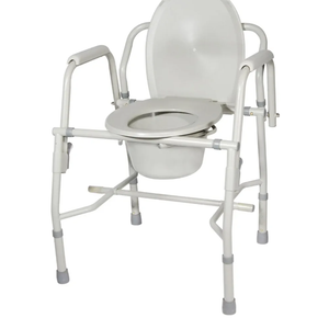 Drive Medical Deluxe Steel Drop-Arm Commode, Tool Free Knock Down Frame Drive Medical Deluxe Steel Drop-Arm Commode, Tool Free Knock Down Frame