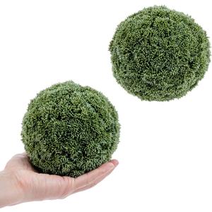 MyGift 6 Inch Decorative Boxwood Balls Topiary, Lifelike Artificial Foliage Greenery Faux Bowl Fillers, Set of 2