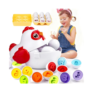 Easter Egg Matching Game, 24-Piece Easter Basket Stuffers for Kids, Color Shape Number Recognition Educational Toddler Toys, Chicken Storage Box Preschool Learning Toy for Boys Girls