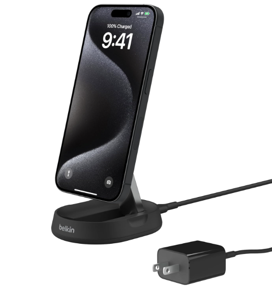 Belkin Convertible Magnetic Charging Stand 15W - MagSafe-Compatible Fast Qi2 Charger, iPhone Charger for Apple iPhone 16, 16 Plus, 16 Pro, 16 Pro Max, iPhone 15 & 14, Apple Airpods Pro, & More - Black