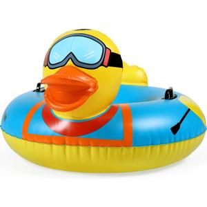 Syhood Snow Tube Inflatable Duck Sled for Kids and Adult Heavy Duty Thickened Bottom Higher Sturdy Handles Cold-Resistant PVC Snow Tube Sledding Skiing Winter Outdoor Fun for Kids and Family (37 Inch)