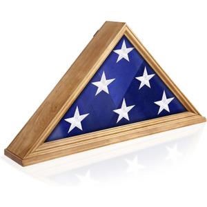 Flag Display Case for American Veteran Burial Flag, 5' x 9.5' Military Flag Shadow Box with HD Tempered Glass and Wall Mounted, Memorial Flag Frame for Folded Funeral Flag Mahogany