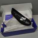 Trary Slingback Flats for Women, Black Dressy Comfortable Round Square Toe Shoes, Work Office Casual Ankle Strap Dress Flats (7)