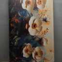 GYJAGHL 3D Canvas Wall Art, White with Orange Peony Flower, Textured Oil Painting Style, Framed Abstract Floral Wall Art for Living Room Decor White Orange Yellow Modern Daisy Artwork Canvas Prints Bedroom Kitchen Office Modern Painting Home Decor 20" x 40"