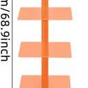 Sizcdiomk 9-Tier Narrow Spine Bookshelf, Modern Bookcase, Adjustable Vertical Bookshelf, Metal Rotating Bookshelf Tower for Home Office Living Room Bedroom (Orange)
