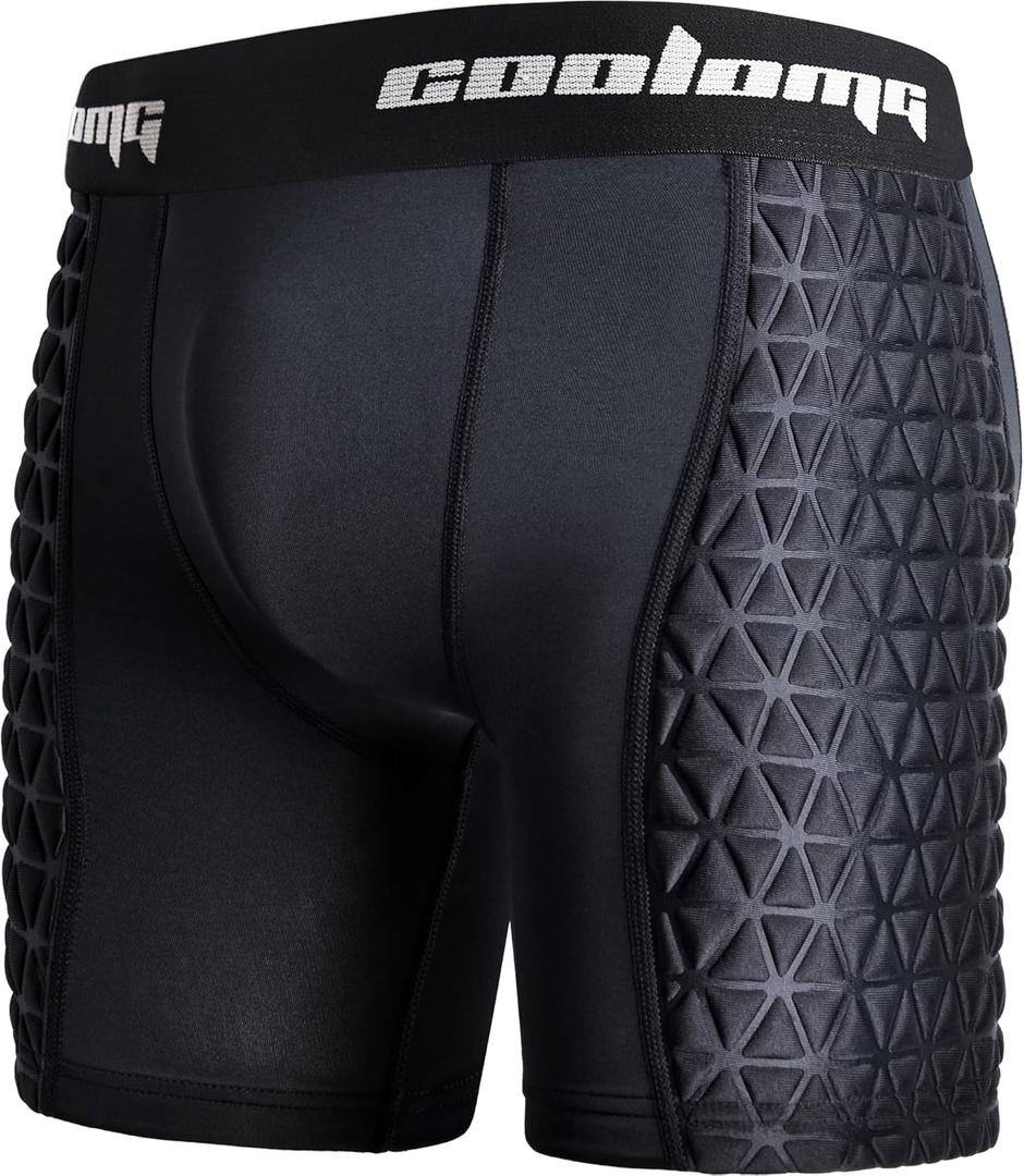 COOLOMG Men Adult Padded Baseball Sliding Shorts with Cup Pocket for Softball Football Hockey (Small, Black)