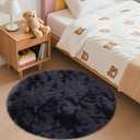 OLANLY Deep Grey Tie-dye Round Rugs for Bedroom - Machine Washable, 3x3 Feet Circle Area Rugs for Living Room, Soft and Fluffy Shaggy Carpet for Teen Girls and Boys, Dorms, Home Decor Aesthetic