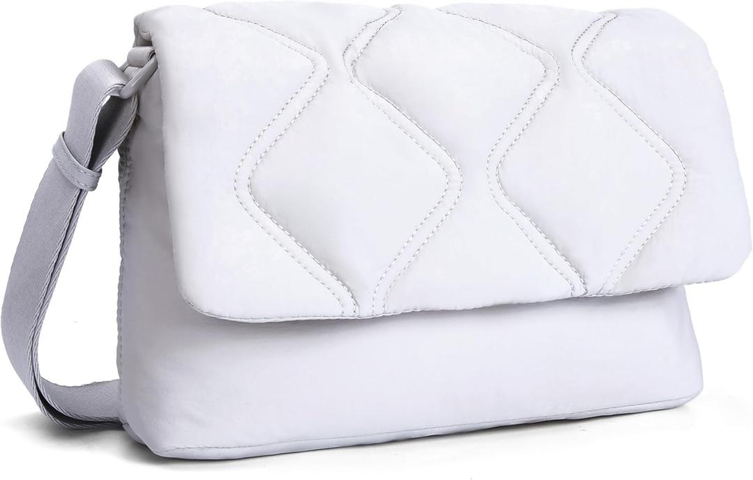 Lightweight Crossbody Bags for Women Daily/Travel, Quilted Puffy Purse with Adjustable Strap, Shoulder Handbags