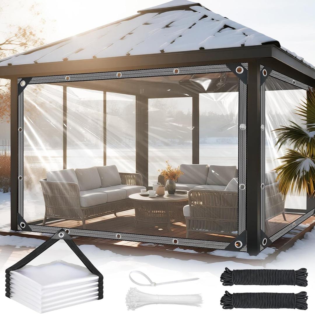 Clear Tarps Heavy Duty Waterproof 6x12ft Clear Tarp with Grommets and Reinforced Edges 14Mil Thickened Tear Resistant Clear Vinyl Plastic Tarp for Outdoor Patio Chicken Coop Greenhouse Plant