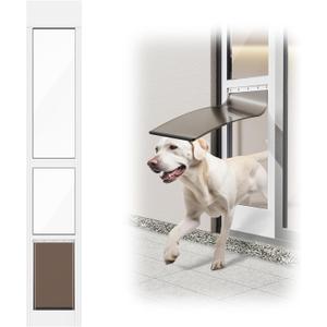 Dog Door for Sliding Glass Door, Adjustable Height 75 3/5" to 80", Aluminum Frame Sliding Door Dog Door Insert, Suitable for Large Dogs Up to 75 lbs(Large,White)