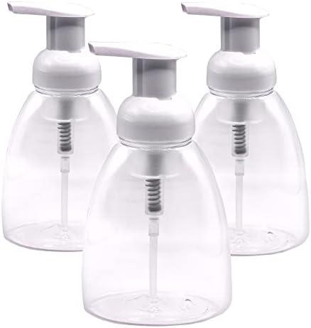 Clear Plastic Foaming Bathroom Countertop Soap Dispensers, Foaming Pump Bottles, Refillable Plastic Container for Liquid Soap, Compatible with Dr Bronner's Pure Castile Soap 250ml (8.5 oz) - (2 Pack)