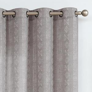 Jinchan Boho Curtains Linen for Living Room Farmhouse Grey 90 ''Length 2 Panels Bedroom Geometric Striped Printed Mudcloth Light Filtering Window Drapes Grommet Curtains,W52xL90, Gray on Beige