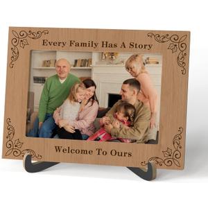 Family Photo Frame - Every Family Has A Story Wooden Tabletop Photo Frame with Stand - Housewarming Gift Vintage Picture Frame - Gifts For Family Mom Dad Grandma Grandpa -A09,  5.7 x 8 inches
