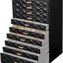 FEIYAN Extra Large Jewelery Box, 10-Layer Storage Case, Faux Leather Organizer with Drawers, Velvet Lining, Scandinavian Nordic Style (BLACK)