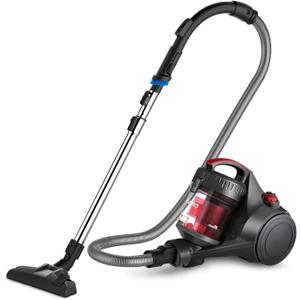 Eureka Bagless Canister Vacuum Cleaner, Lightweight Vac for Carpets and Hard Floors, Red, Whirlwind NEN110D