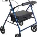 Probasics Heavy Duty Aluminum Bariatric Rollator with 8-inch Wheels, 400 Pound Weight Capacity, Blue