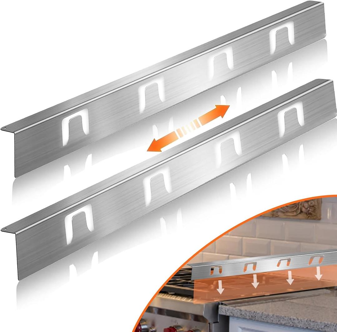 Stove Gap Covers,Stove Counter Gap Covers, Stove Gap Filler, Stainless Stove Gap Cover Retractable Lengths 13.8" to 27.5" for a Variety of Furnaces, Eliminates Gap Between Counter & Appliances