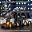 JUKUDAHU Police Truck Toy for 3 4 5 6 Years Old Boys - Carrier Vehicle Toy Set with 3 Small Cars and 1 Helicopter, Kids Friction Powered Car for Age 3-9, Gifts for Boys and Girls
