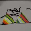 ZAFUL Womens Colorblock Stripes Triangle Halter Tied Swimsuit Bikini Top Bathing Suits Top M