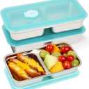 YQL 3 Pack Stainless Steel Snack Containers with Lids, Double Compartment Snack Box for Lunch Prep, Reusable Leakproof Bento Box, Food Storage Containers for Travel, Office, Camping