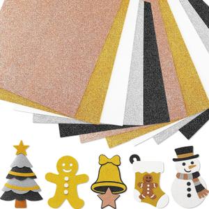 Maitys 40 Pcs Christmas Glitter Foam Sheets Craft 8 x 12 Inch, 5 Colors Sparkle Foam Paper with Self Adhesive Backing for Art Crafts Project, Scrapbook Gift DIY Cutter Card Decoration(Mixed Color)