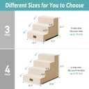 COZY KISS Dog Stairs for Small Dogs, 3 Tier Pet Stairs for Couch, 13.5" H Non-Slip Dog Steps for Old Cats, Puppy, Small Dogs, 15.7x17.7x13.5 inch, Beige