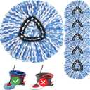 Pack of 6 Spin Mop Head Replacement for O Cedar RinseClean Spin Mop Refill, Mop Replace Head for Only 2-Tank System, Fluffy Microfiber, Machine Washable (Blue)