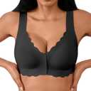Front Closure Bras for Women Seamless Wireless Push Up Bra No Underwire Full Coverage Comfort Bras Mastectomy Bralettes (XX-Large, Black)