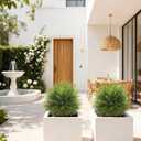 Der Rose 23" Artificial Cedar Topiary Ball Trees with Ground Spike Set of 2 Outdoor Artificial Plants UV Resistant Artificial Shrubs Fake Bushes for Front Porch Garden Decor