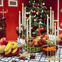 Baquler 2 Set 5 Arms Gold Candelabra Metal Candlestick Holders for Wedding with 10 Pcs Flameless LED Taper Candles for Christmas Ceremony Wedding Birthday Party Table Centerpiece Home Decoration