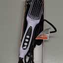 LANDOT Hair Straightener Brush for Damaged Hair - Keratin & Argan Oil Coated Bristles, Ionic Ceramic Straightening Brush to Reduce Frizz & Nourish Hair, Dual Voltage, 12 Temp 250-450F, Purple