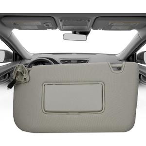 Dasbecan Left Driver Side Sun Visor Compatible with 2014-2020 Nissan Rogue (Not Fit Select/Sport) Sunshade with Light Replace# 96401-4BA3E 96401-4BA1D(Gray)