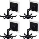 365Home Hanging Utensil Holder Hooks Kitchen Utensil Hanger Wall Mount 360 Degrees Rotating Folding Hook Self Adhesive Hook Utensil Rack with 6 Hooks for Kitchen Bathroom Cabinet (4 Black)