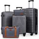 Cosbarn Luggage Sets 5 Piece Suitcases with Wheels, Suitcase Set ABS Hard Case Luggage with Lock Spinner Wheels Durable Travel Luggage