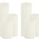 6-Pack White Pillar Candles Bulk Set - Assorted 3 Sizes (3, 4, 6 Inch, 2 Each), Long-Lasting Dripless, Unscented & Smokeless Hurricane Candles for Wedding, Dinner Party & Romantic Atmosphere.