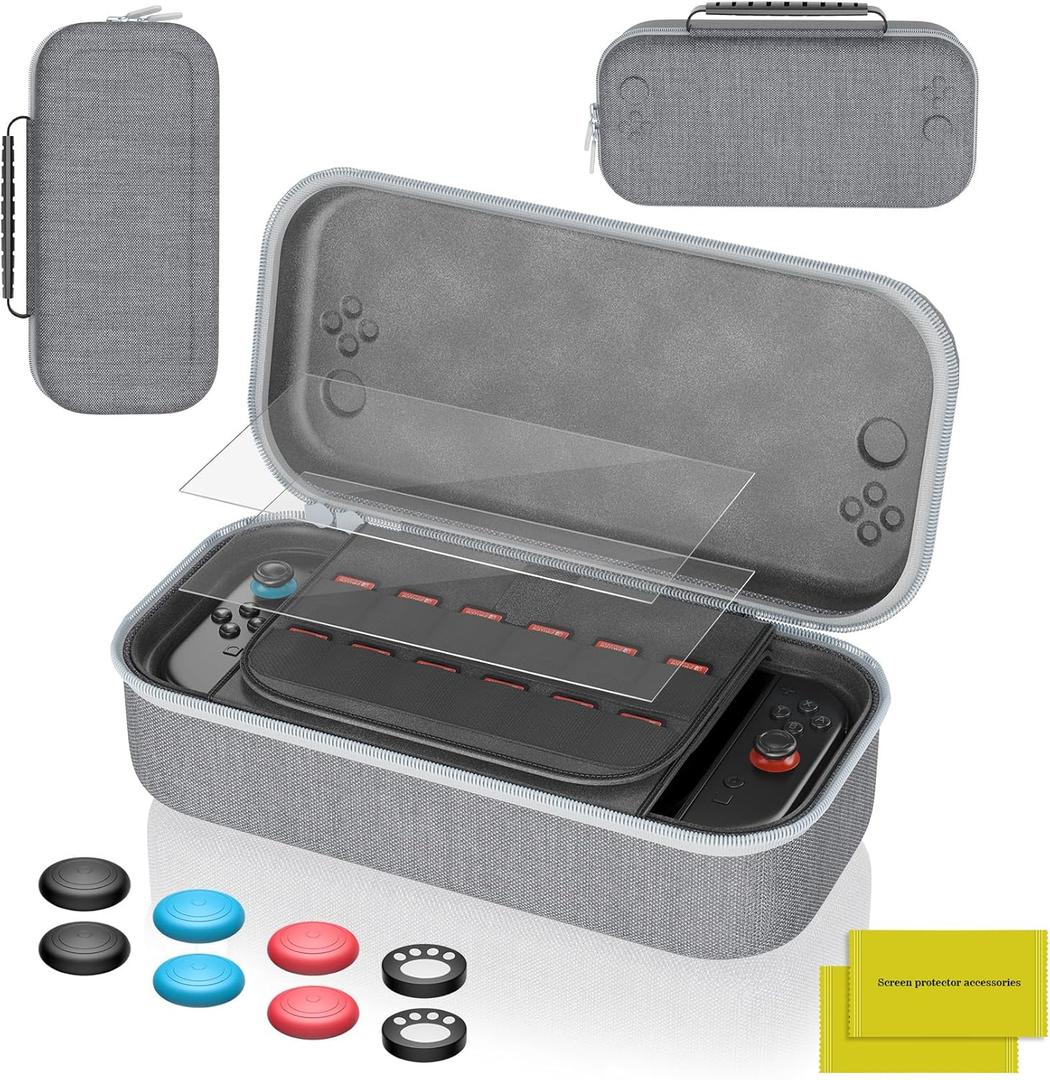 Carrying Case for Nintend0 Switch 2 [7.9''] 2025 with 12 Game Card Slots, DUXICEPIN Hard Portable Travel Case Storage Bag Protective Pounch for Nintend0 Switch 2 Console and Accessories (Grey)
