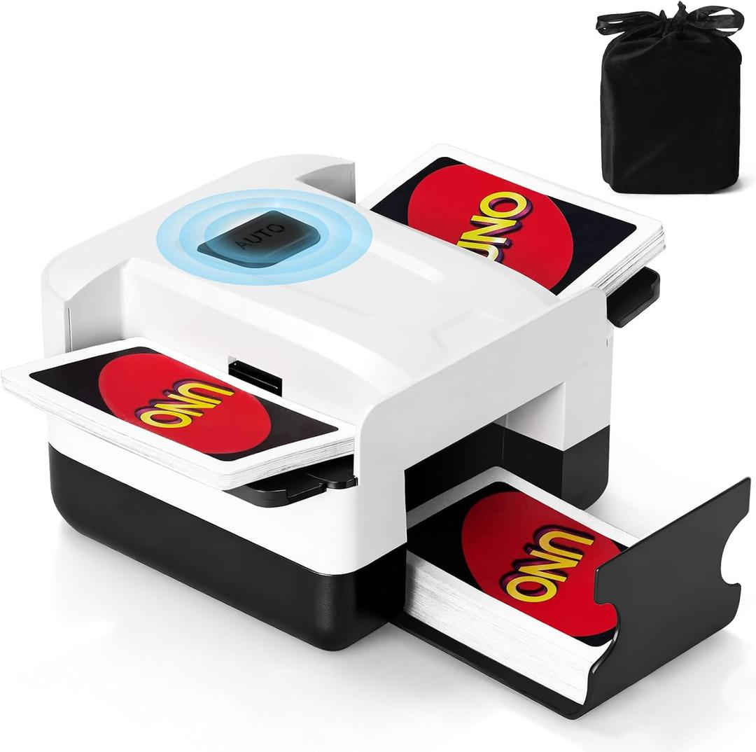 Automatic Card Shuffler 1/2 Deck, One-Click Shuffling Mode, 2000mAh Rechargeable Shuffle Machine with Storage Bag, Electric Playing Card Shuffler for Poker, UNO, Blackjack, Skip-Bo, Phase 10
